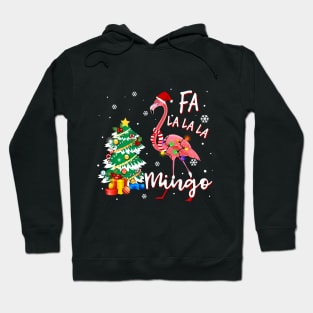 Cute Pink Flamingo Santa Hat Merry Christmas Hoodie